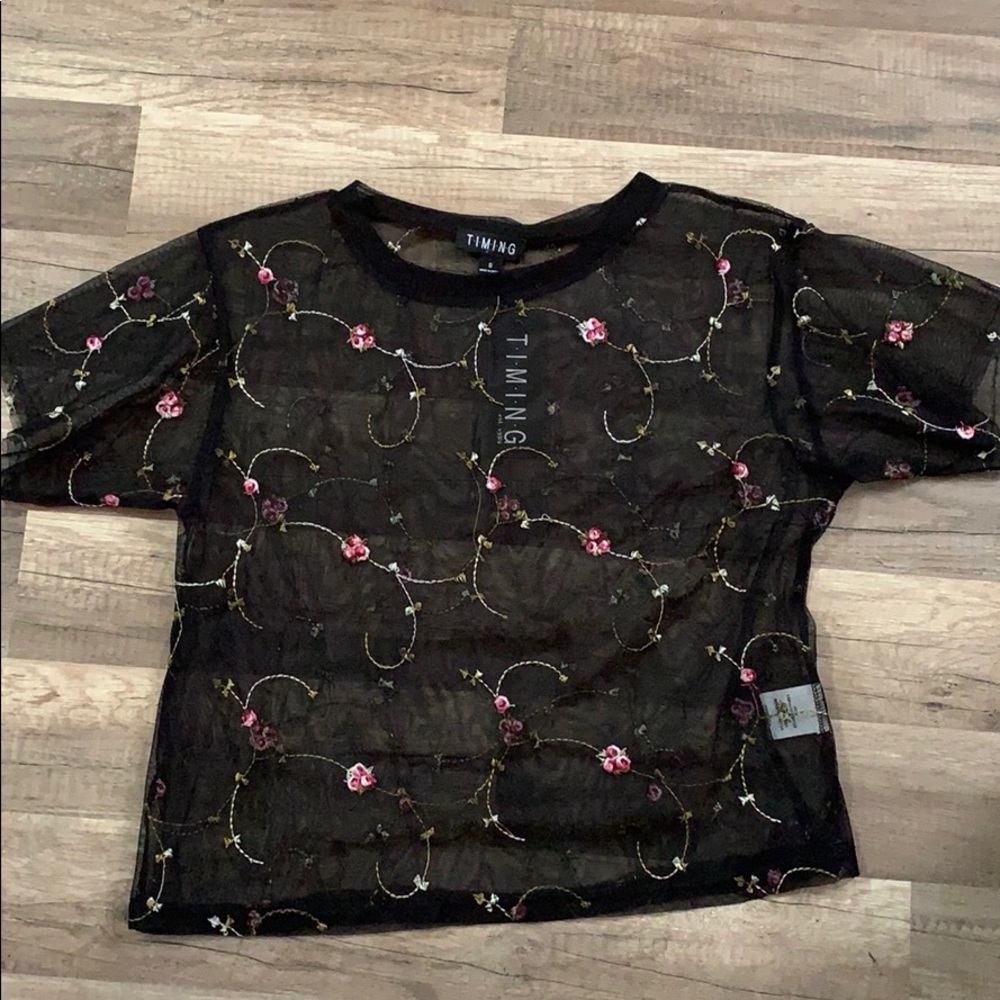 Mesh small floral top
